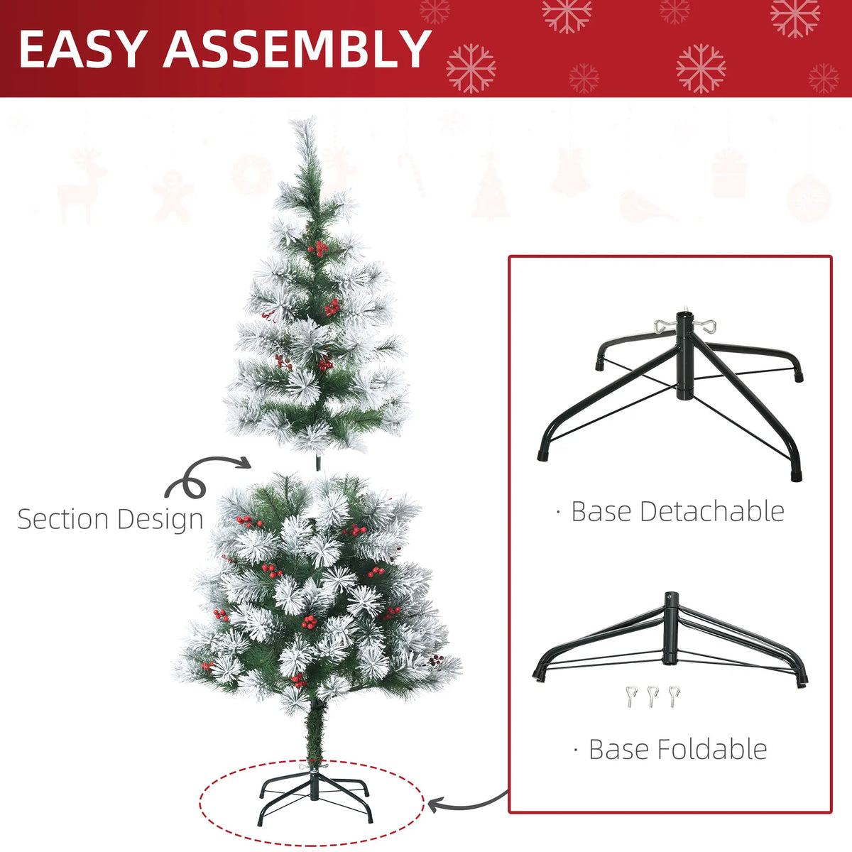 5ft Artificial Spruce Christmas Tree with Metal Stand Green