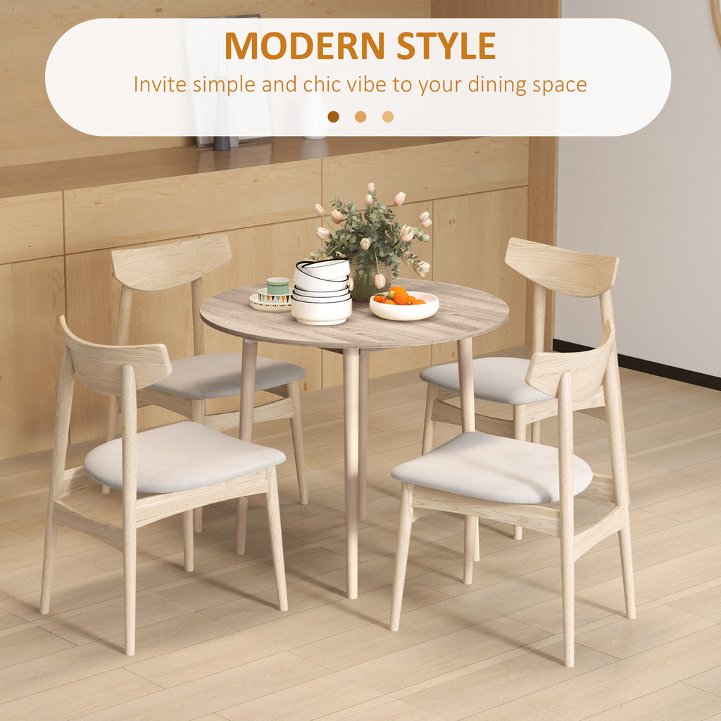 Round Drop Leaf Folding Dining Table for Four - Natural wood finish