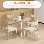 Round Drop Leaf Folding Dining Table for Four - Natural wood finish