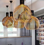 Handcrafted Wooden Pendant Light with Natural Scandinavian Grain