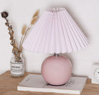 Ceramic Table Lamp with Folded Shade Warm Ambient Lighting