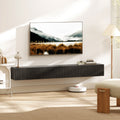 Black Fluted Floating TV Stand with Cable Management