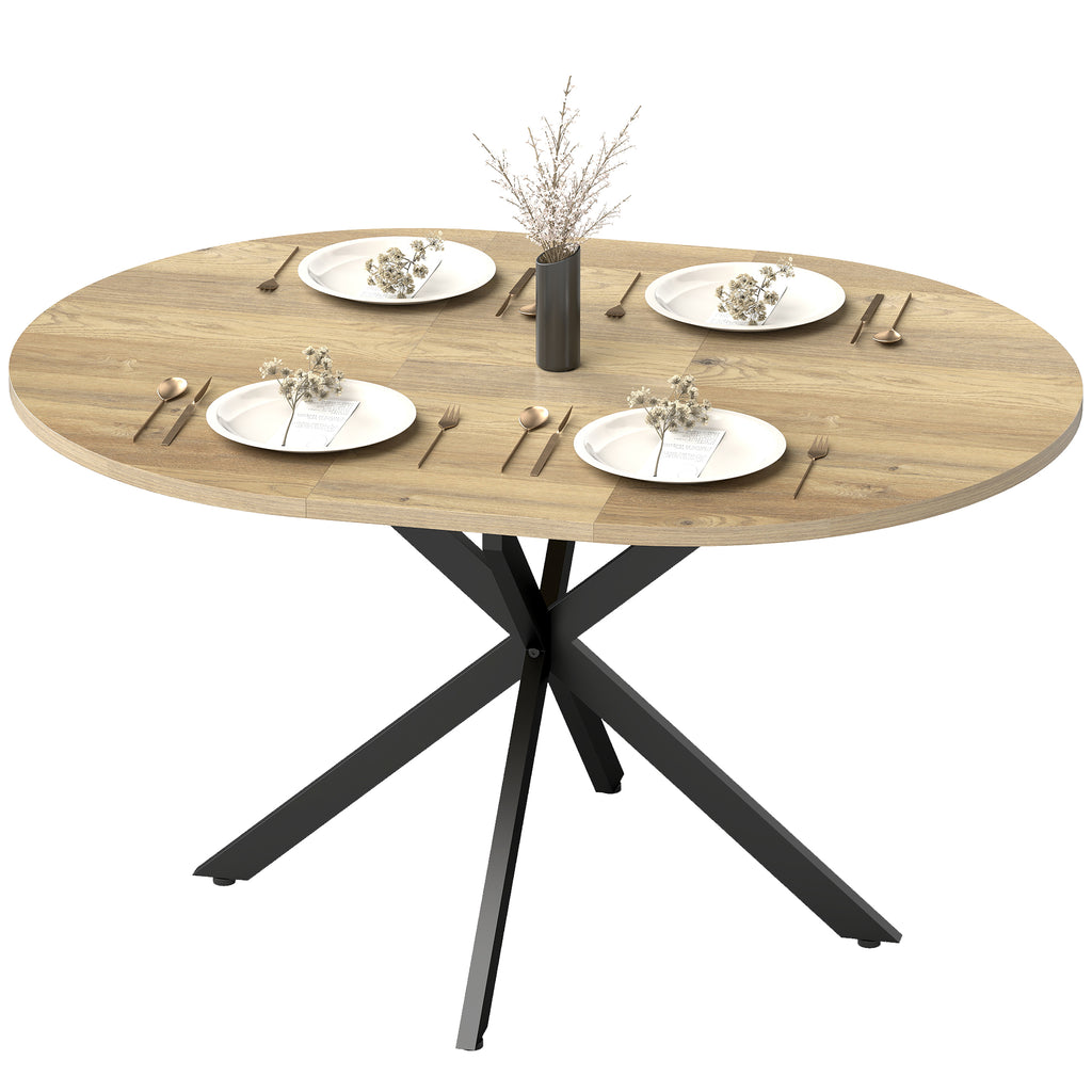 Extendable Industrial Dining Table with Butterfly Leaf Natural Wood