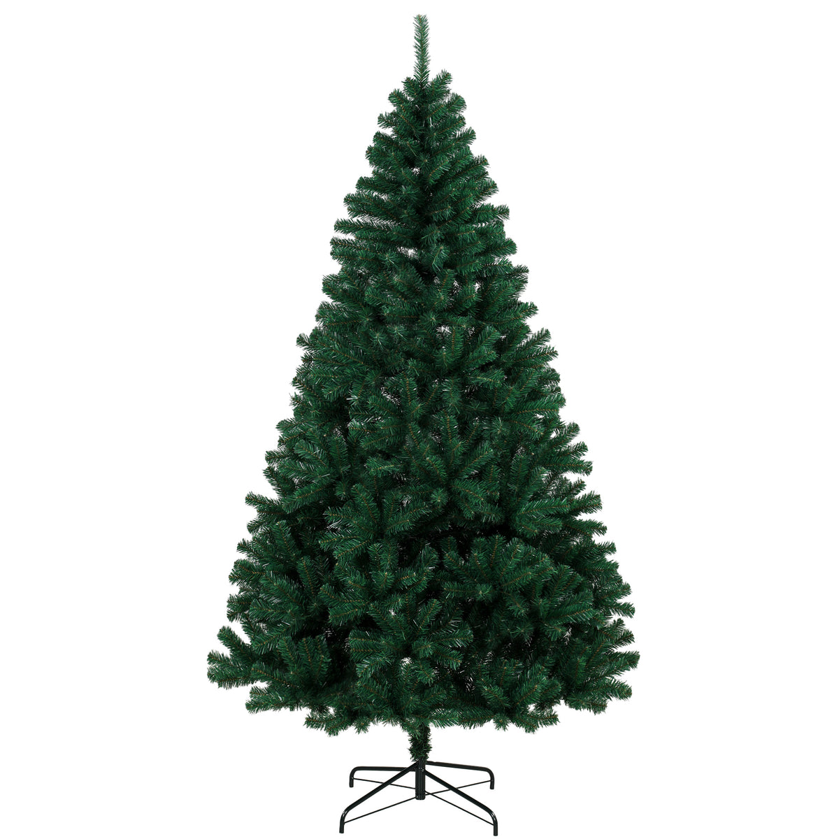 7ft Hinged Fir Christmas Tree with Foldable Steel Stand Green