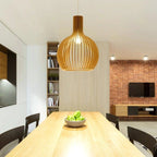 Handcrafted Wooden Pendant Light with Natural Scandinavian Grain