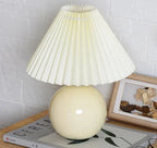 Ceramic Table Lamp with Folded Shade Warm Ambient Lighting