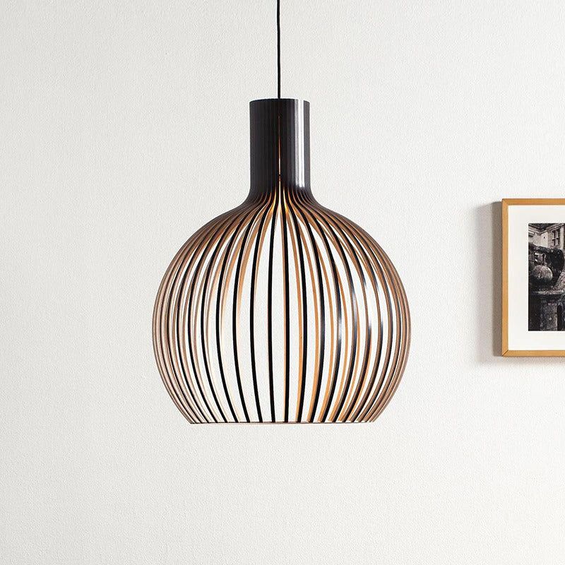 Handcrafted Wooden Pendant Light with Natural Scandinavian Grain