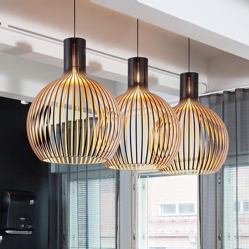 Handcrafted Wooden Pendant Light with Natural Scandinavian Grain