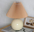 Ceramic Table Lamp with Folded Shade Warm Ambient Lighting