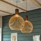 Handcrafted Wooden Pendant Light with Natural Scandinavian Grain