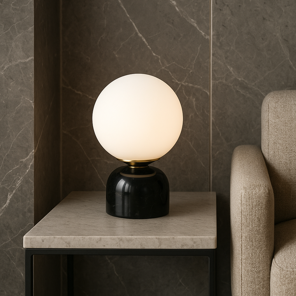 Marble Glass Table Lamp Warm Ambient Lighting