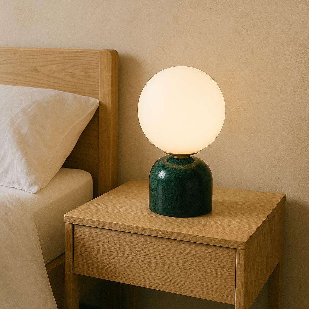 Marble Glass Table Lamp Warm Ambient Lighting