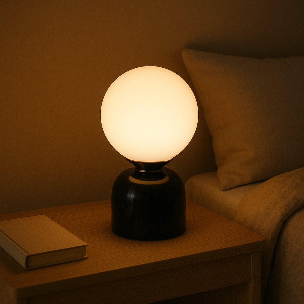 Marble Glass Table Lamp Warm Ambient Lighting