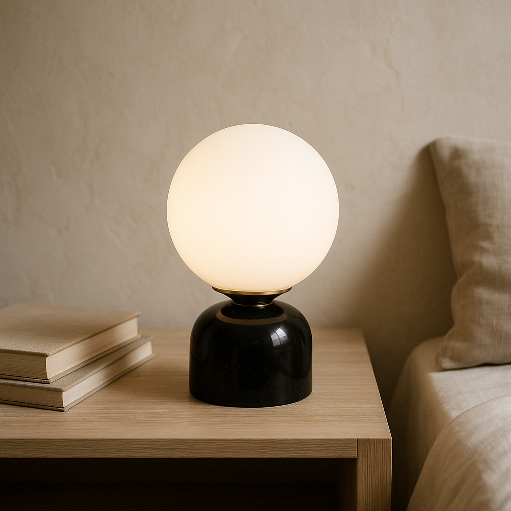 Marble Glass Table Lamp Warm Ambient Lighting