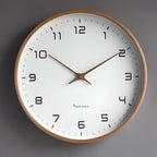 Nordic Minimalist Wall Clock with Warm Wood Frame