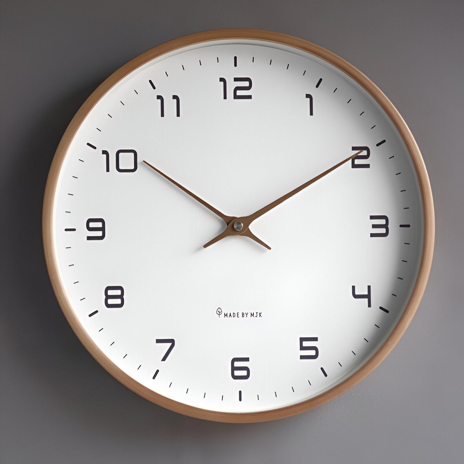 Nordic Minimalist Wall Clock with Warm Wood Frame