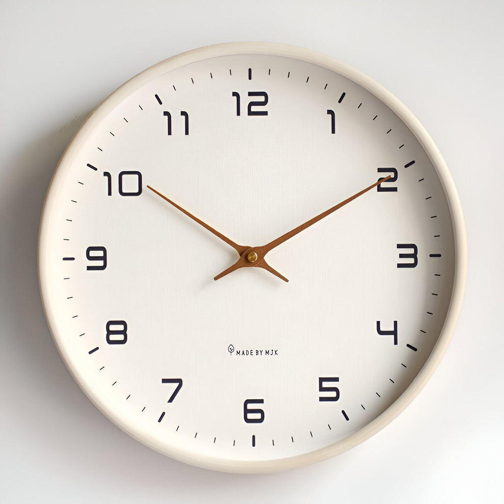 Nordic Minimalist Wall Clock with Warm Wood Frame
