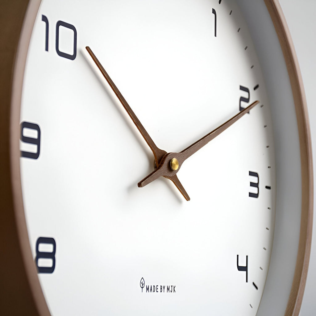 Nordic Minimalist Wall Clock with Warm Wood Frame