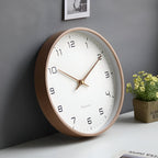 Nordic Minimalist Wall Clock with Warm Wood Frame