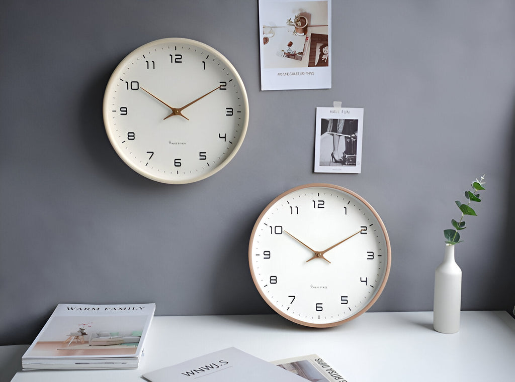 Nordic Minimalist Wall Clock with Warm Wood Frame