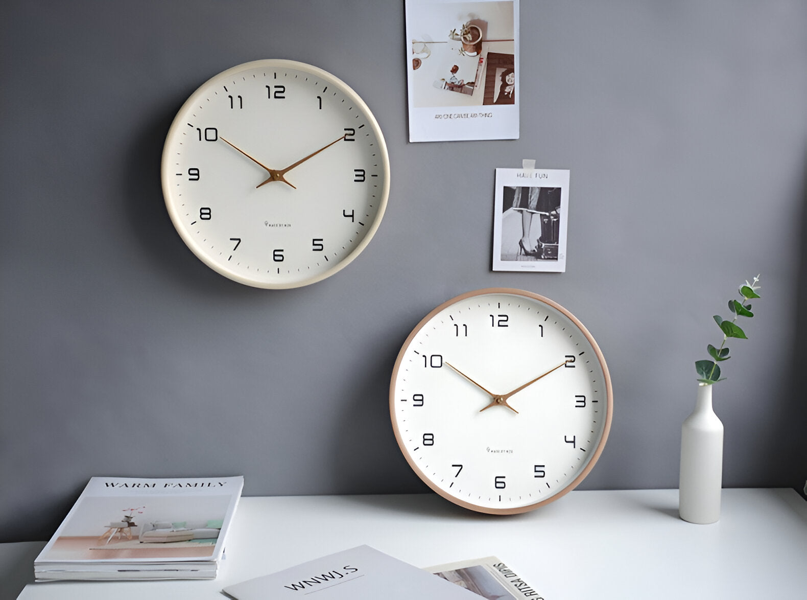 Nordic Minimalist Wall Clock with Warm Wood Frame