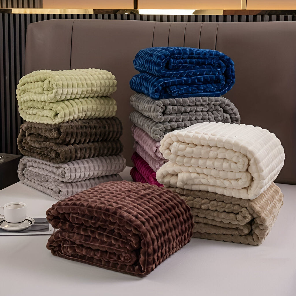 Ultra-Fluffy Plaid Coral Fleece Blanket