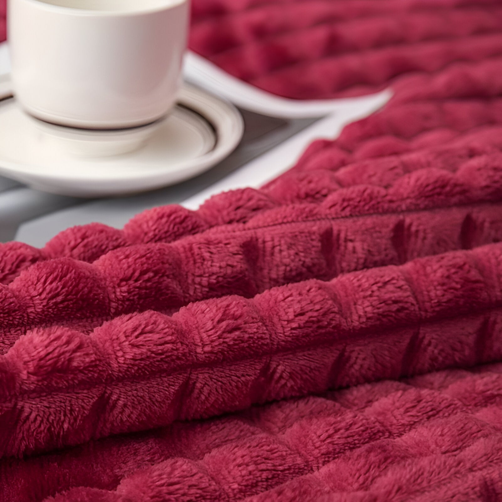 Ultra-Fluffy Plaid Coral Fleece Blanket