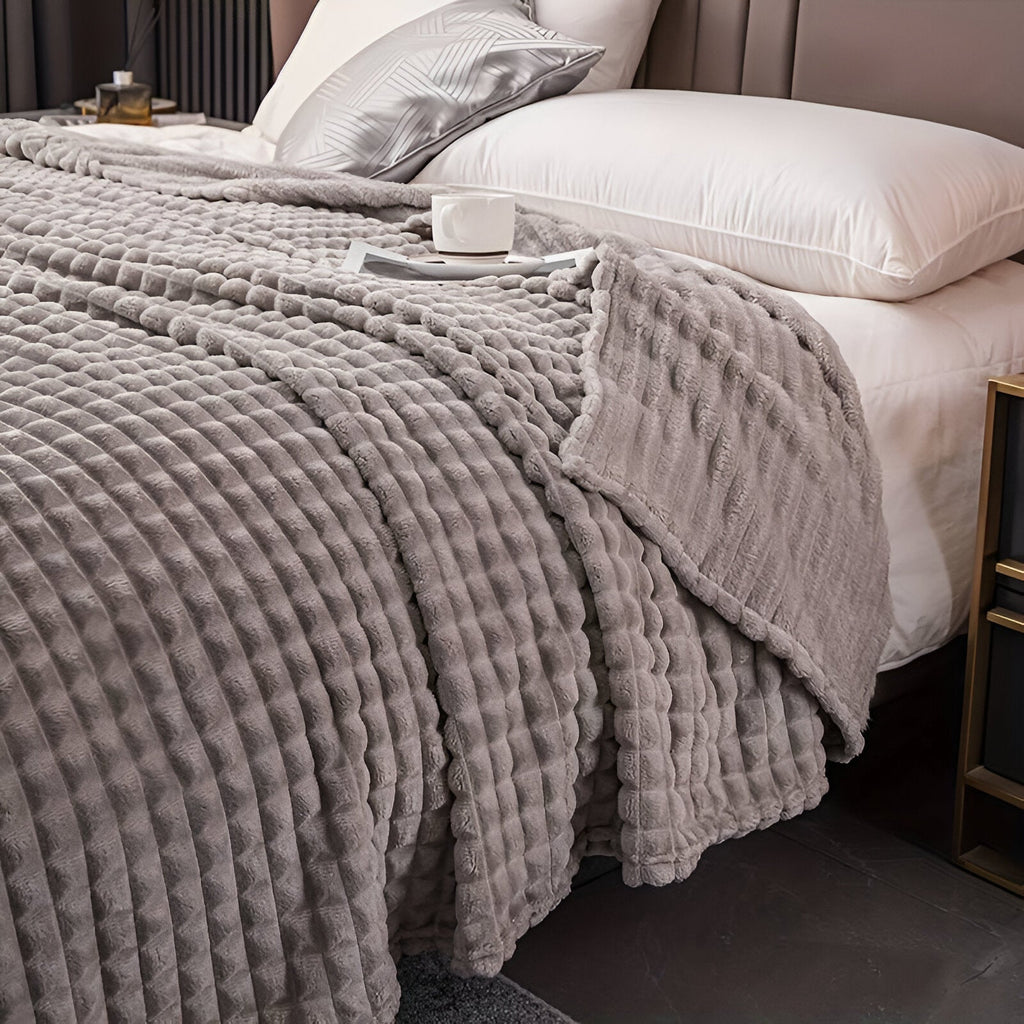 Ultra-Fluffy Plaid Coral Fleece Blanket
