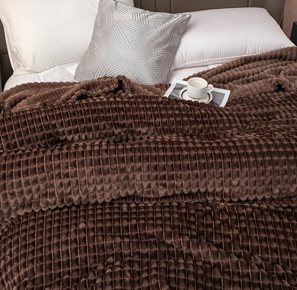 Ultra-Fluffy Plaid Coral Fleece Blanket