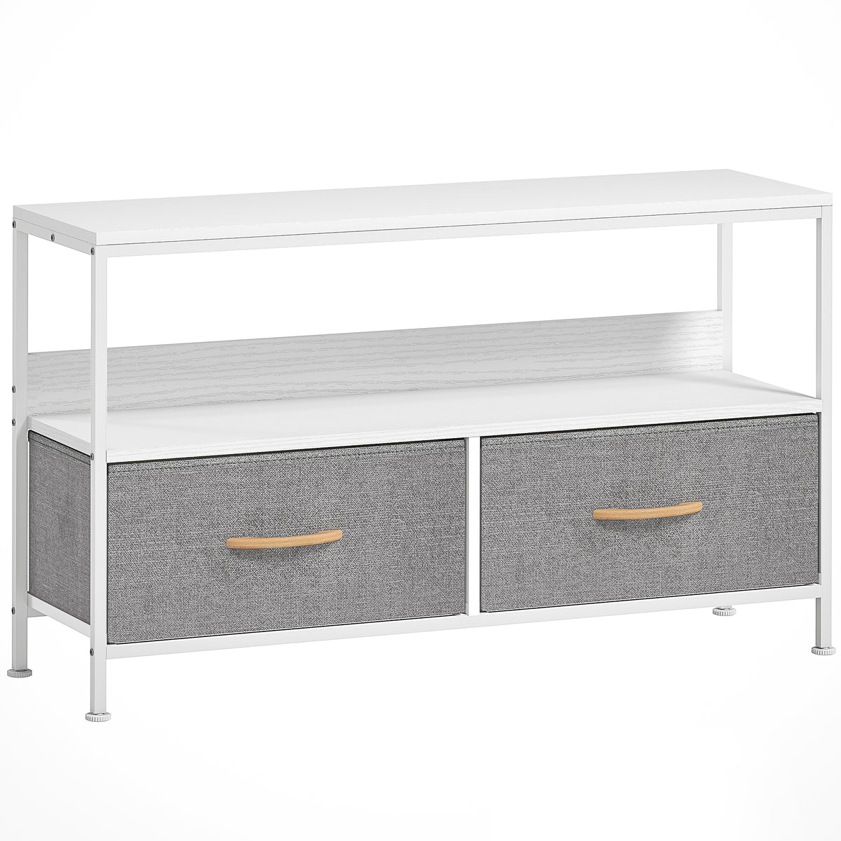 and Black TV Cabinet with Foldable Linen Drawers - White