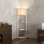Corner Design Floor Lamp with Shelves and Pull Chain Switch