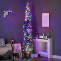 7.5ft Pre-Lit Pencil Shape Christmas Tree with Colourful LED Lights