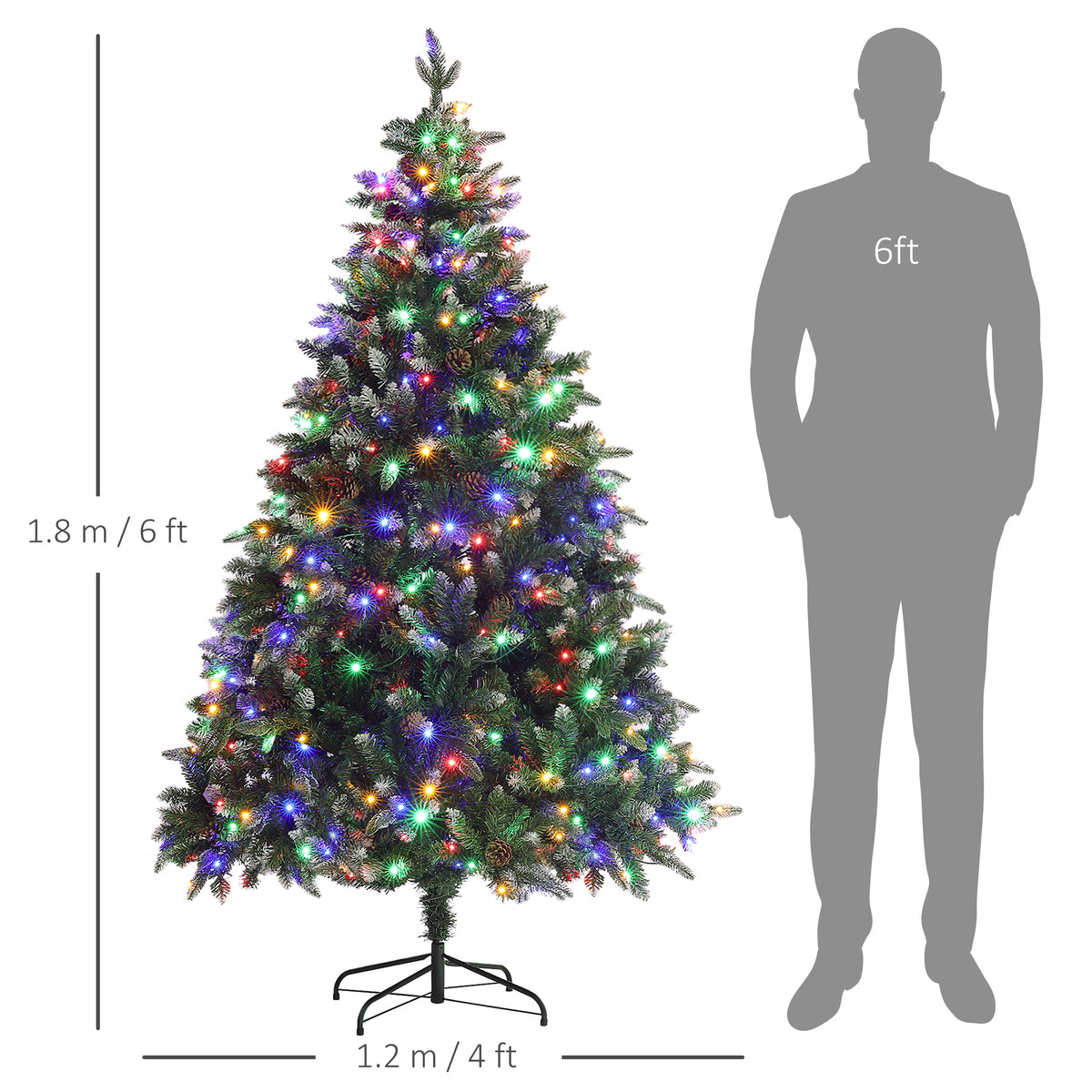 6ft Pre-Lit Christmas Tree with Dual Colour LED Lights and 1078 Tips