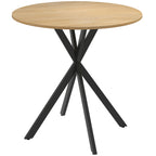 Industrial Round Dining Table with Cross Legs Oak