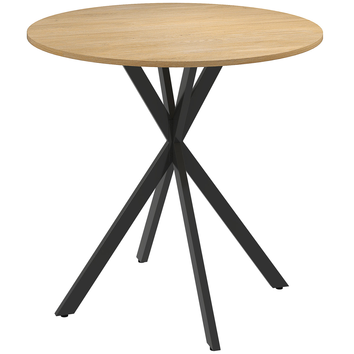 Industrial Round Dining Table with Cross Legs Oak