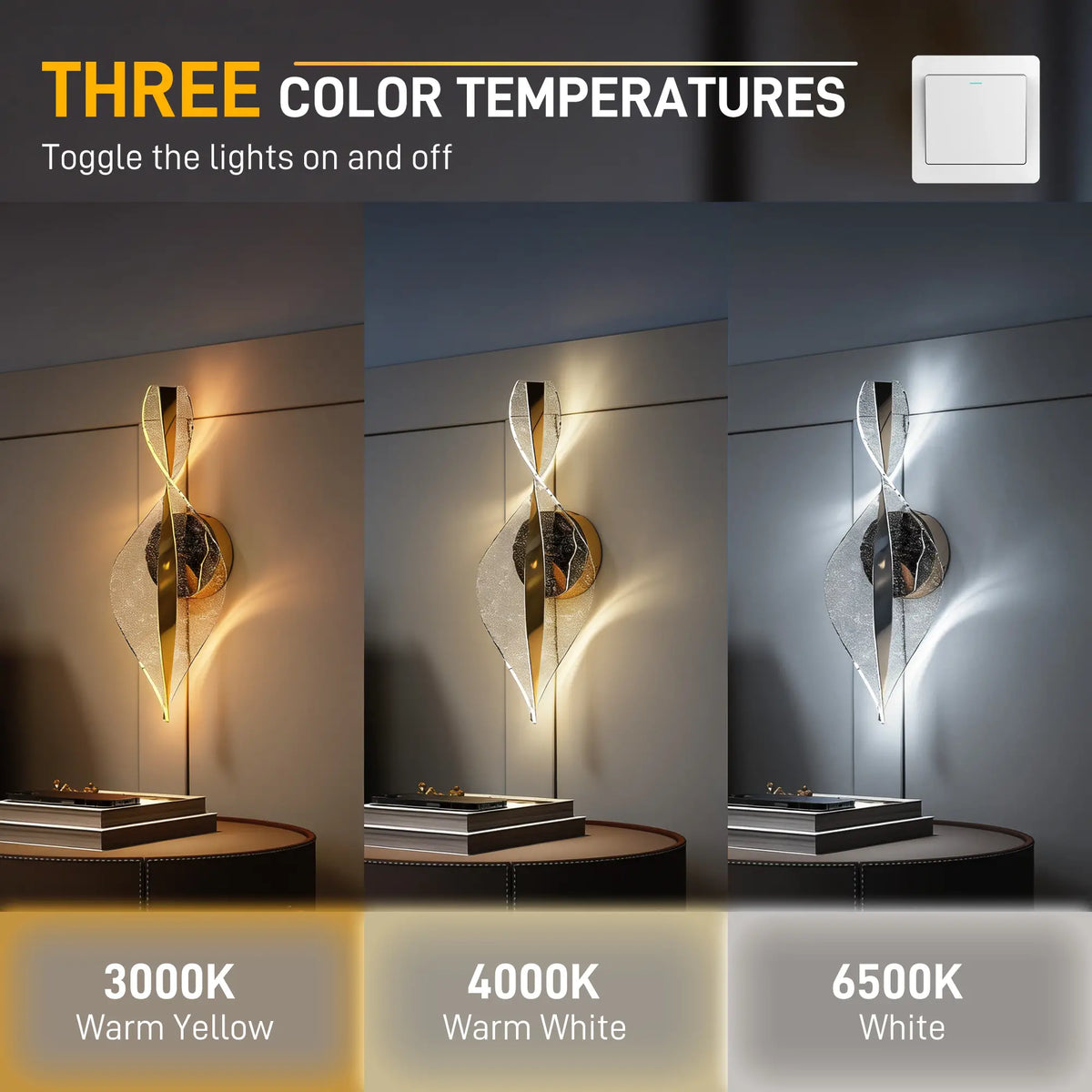 Modern LED Spiral Sconce Wall Light Set of 2 with Adjustable Colour Temperature