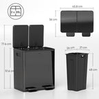 Dual Compartment Recycling Bin with Deodoriser Holders - Black (Alt)