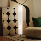 Modern Grey Standing Floor Lamp with Linen Shade and Wooden Base