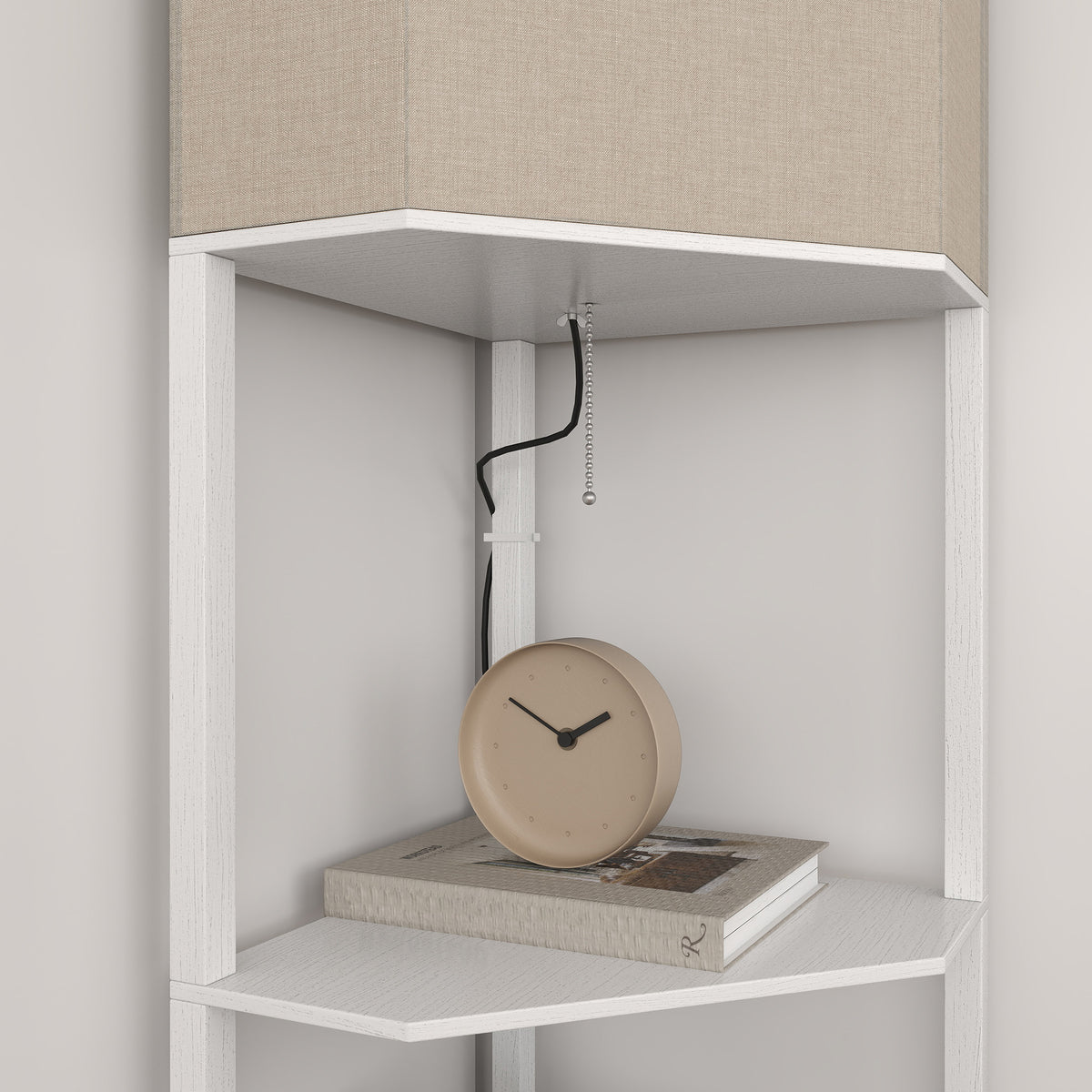 Corner Design Floor Lamp with Shelves and Pull Chain Switch