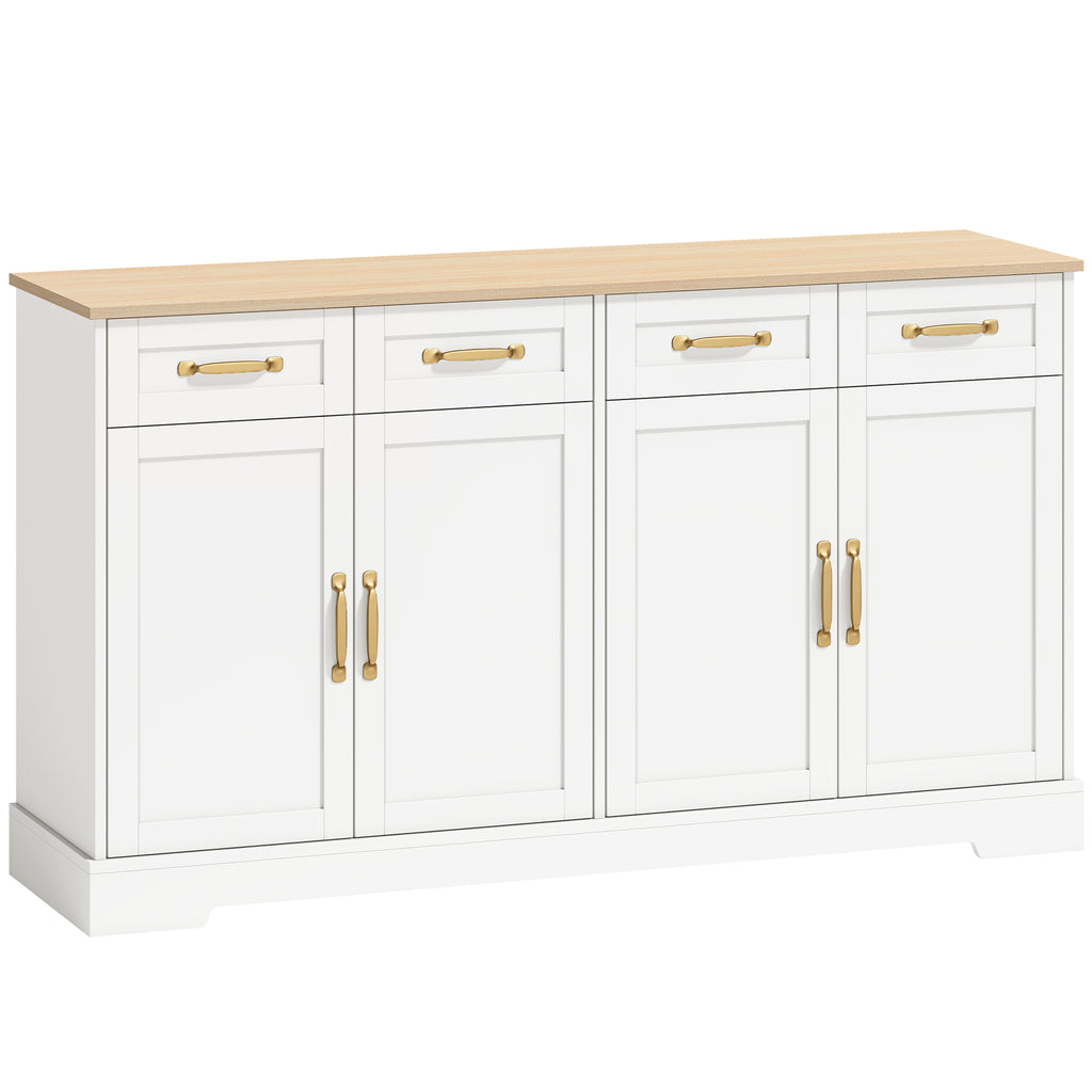 Sideboard Buffet Cabinet with Four Drawers and Adjustable Shelves