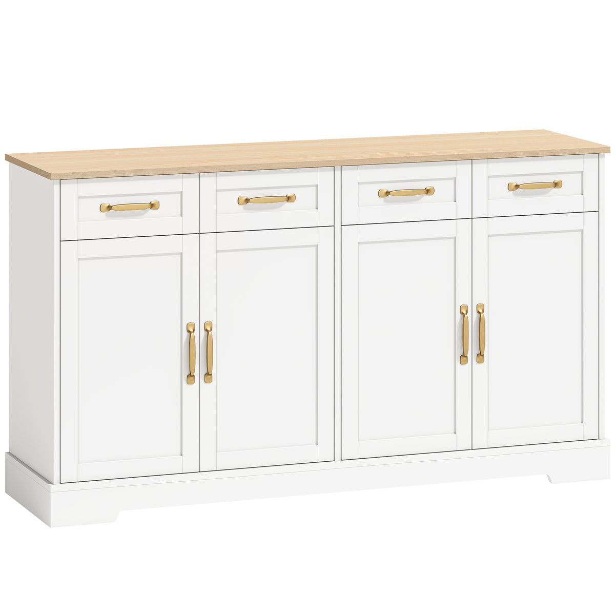 Sideboard Buffet Cabinet with Four Drawers and Adjustable Shelves