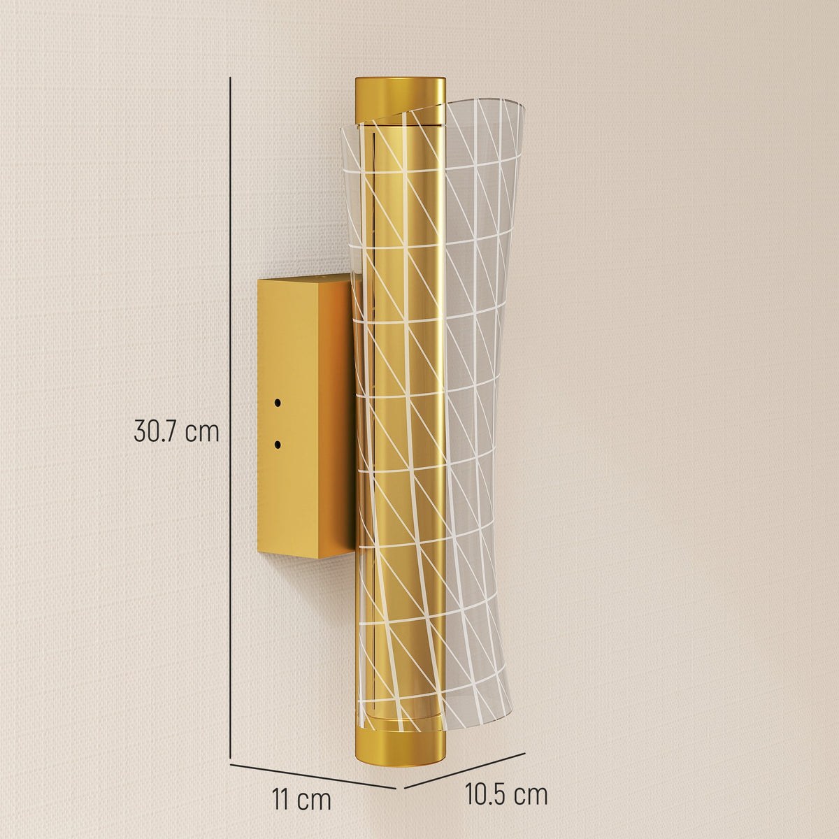 Wall Light Modern LED Geometric Mesh Wall Sconce - Gold Tone