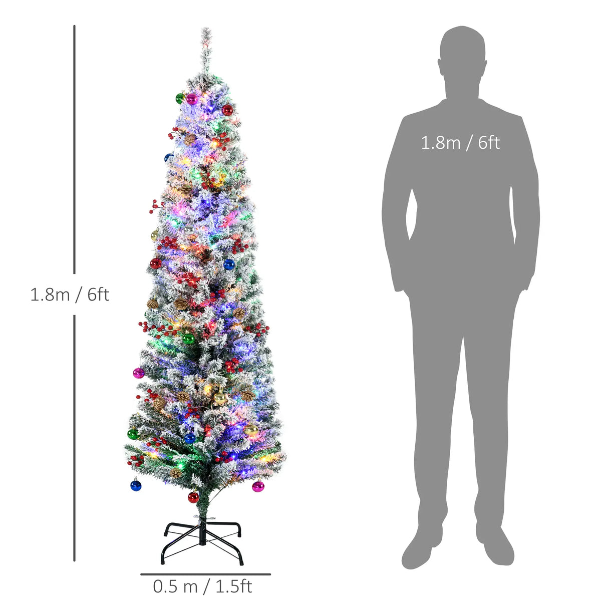 6ft Pre-Lit Snow Flocked Christmas Tree with LED Lights Green