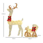 Light-Up Reindeer and Sleigh Christmas Decoration White