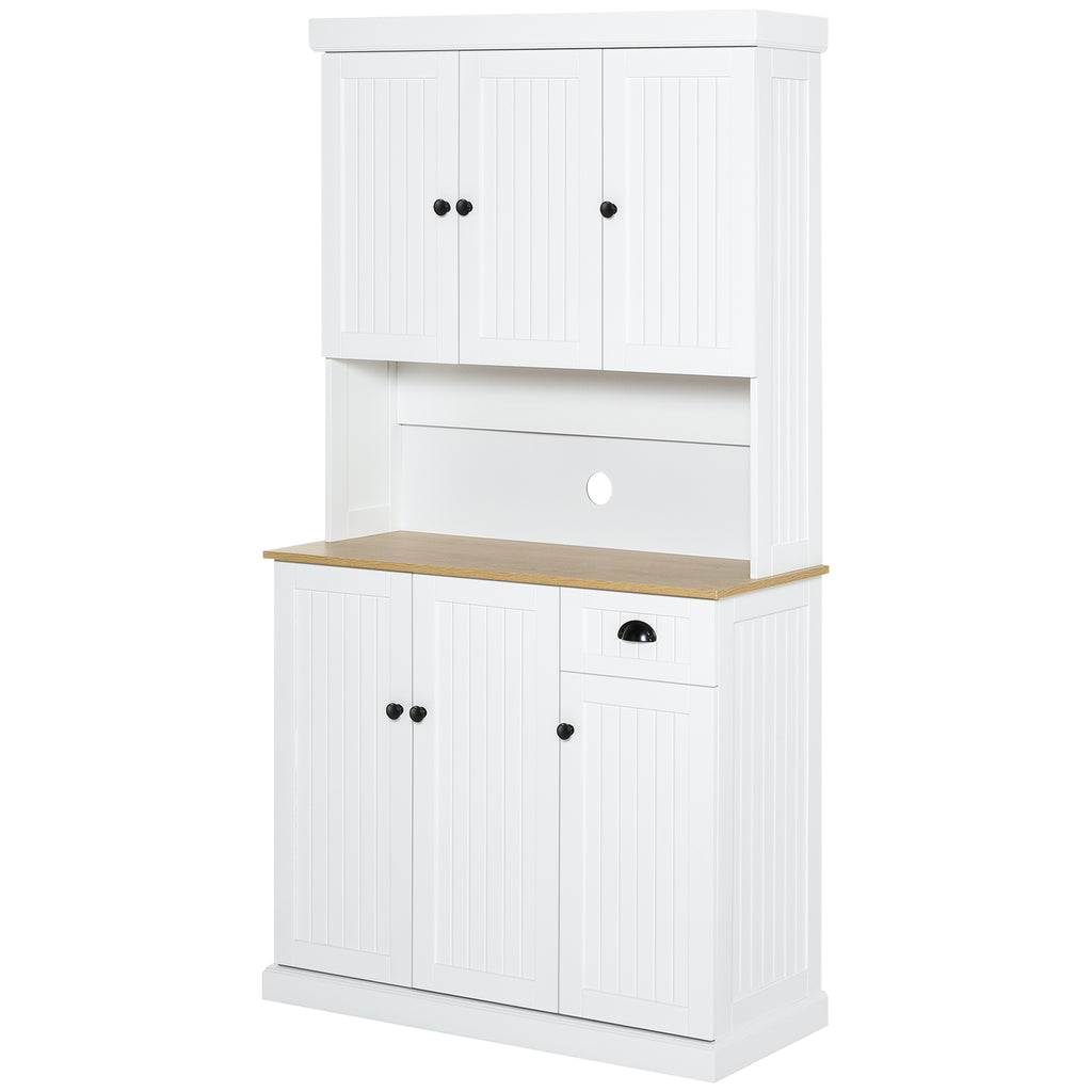 Kitchen Cabinet with Microwave Countertop and Storage Drawer White