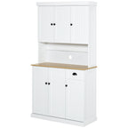 Kitchen Cabinet with Microwave Countertop and Storage Drawer White