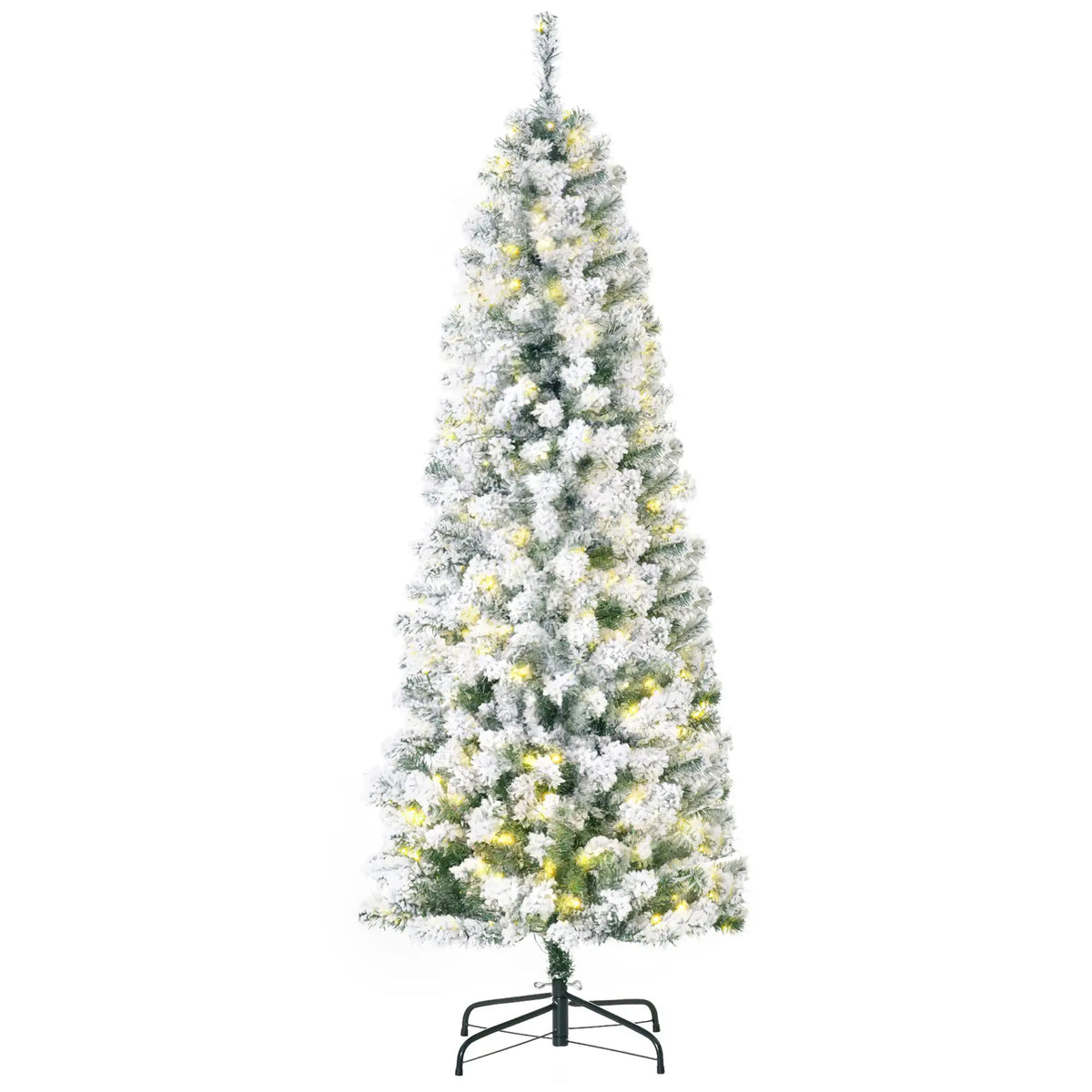 6ft Pre-Lit Snow Flocked Christmas Tree with Warm White LED Lights