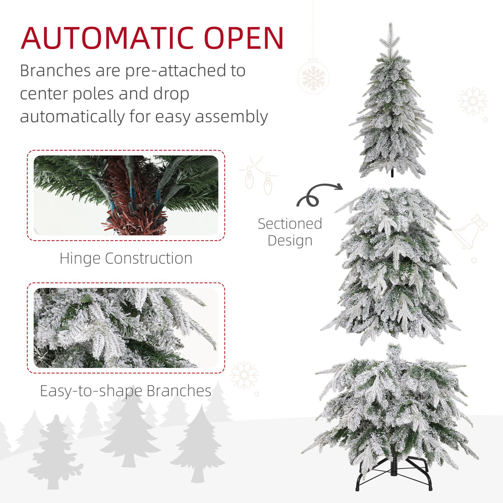 6ft Pencil Snow Flocked Christmas Tree with Downswept Branches