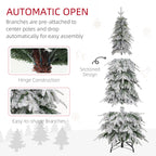 6ft Pencil Snow Flocked Christmas Tree with Downswept Branches