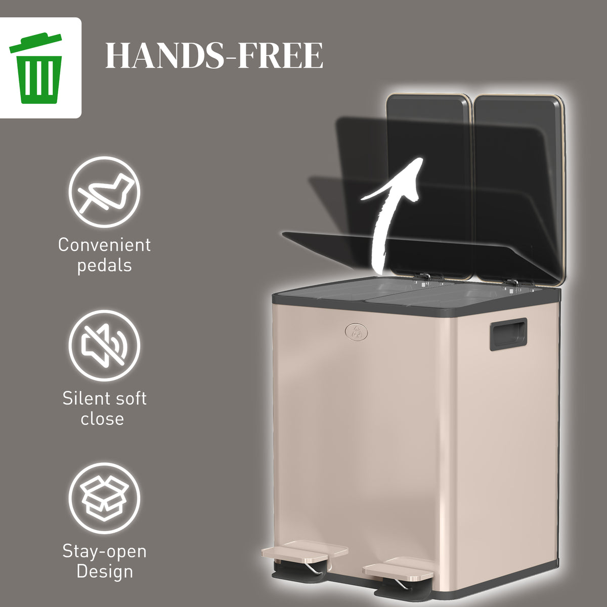 Dual Compartment Recycling Bin with Deodoriser Holders